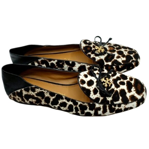 TORY BURCH~Leopard Print Calf Hair Apron Toe Loafers~WOMENS LEATHER SHOES SIZE 9 - Picture 6 of 7